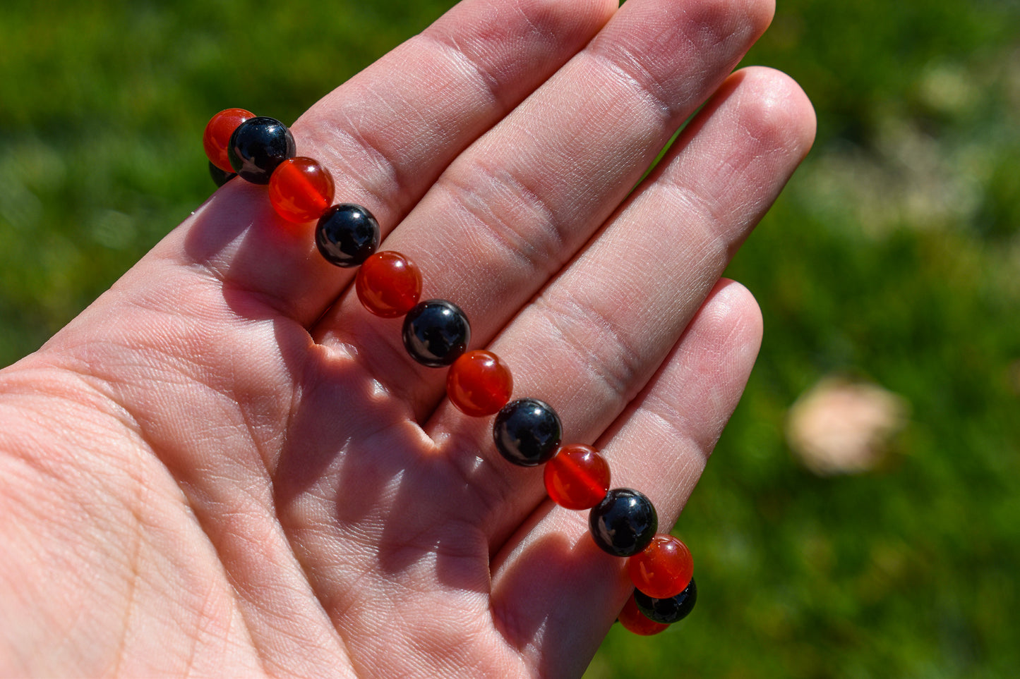 Black Tourmaline and Carnelian Bracelet