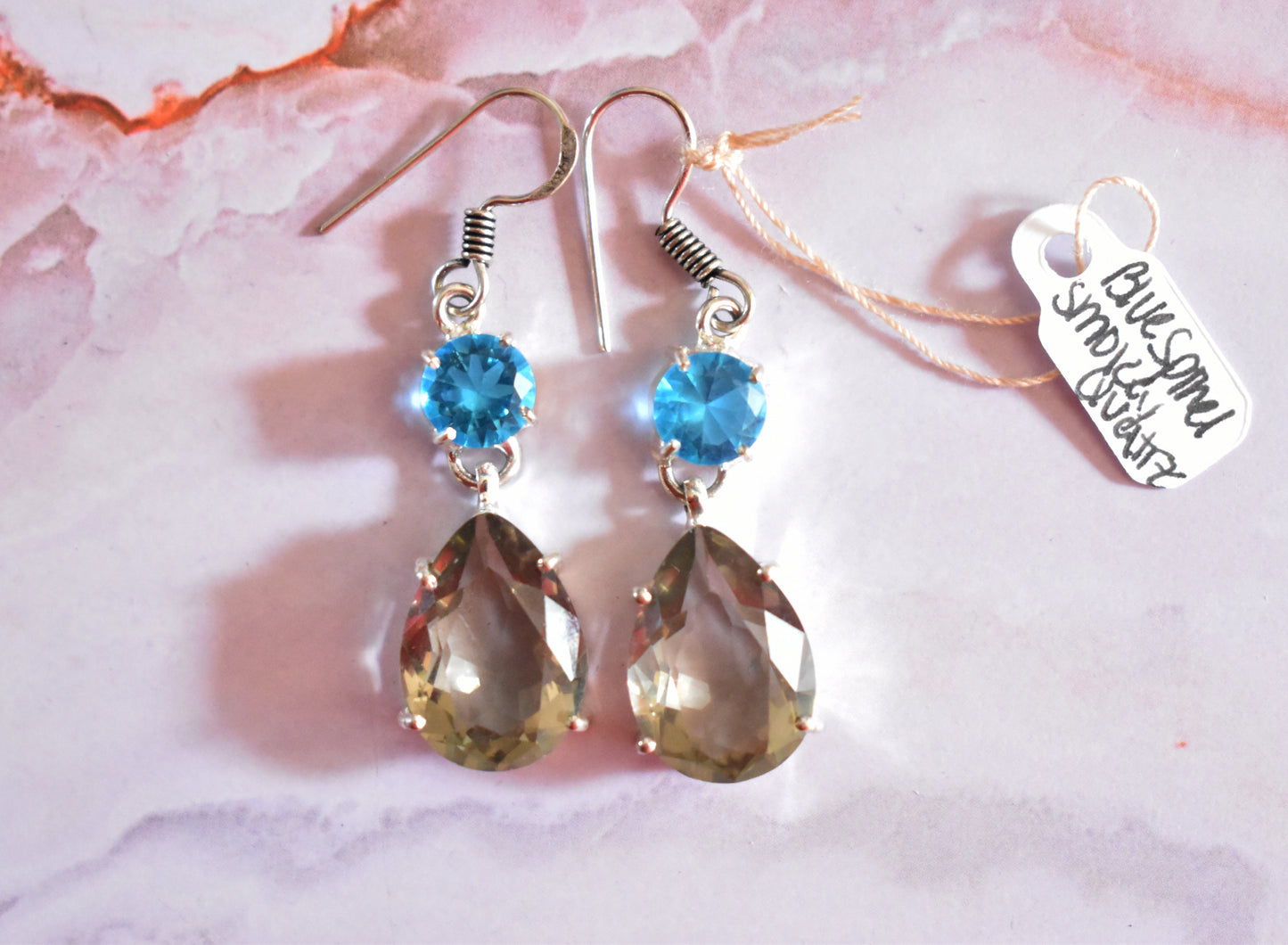 stones-of-transformation - Blue Spinel Smokey Quartz Earrings - Stones of Transformation - 