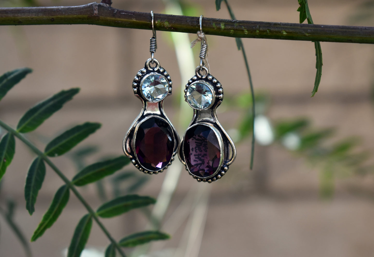 stones-of-transformation - Blue Zircon Amethyst Earrings - Stones of Transformation - 