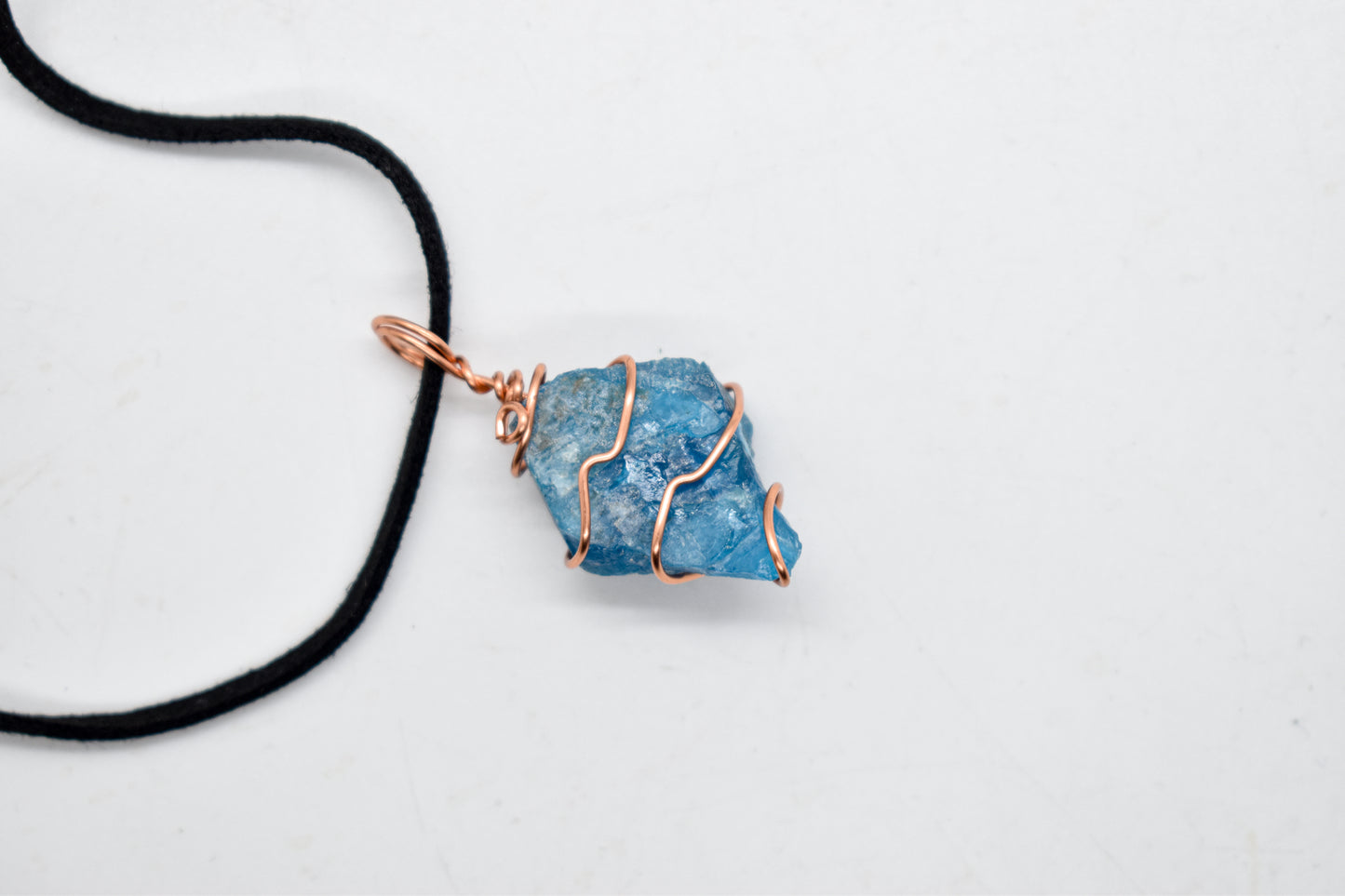 Copper Wrapped Blue Apatite Necklace