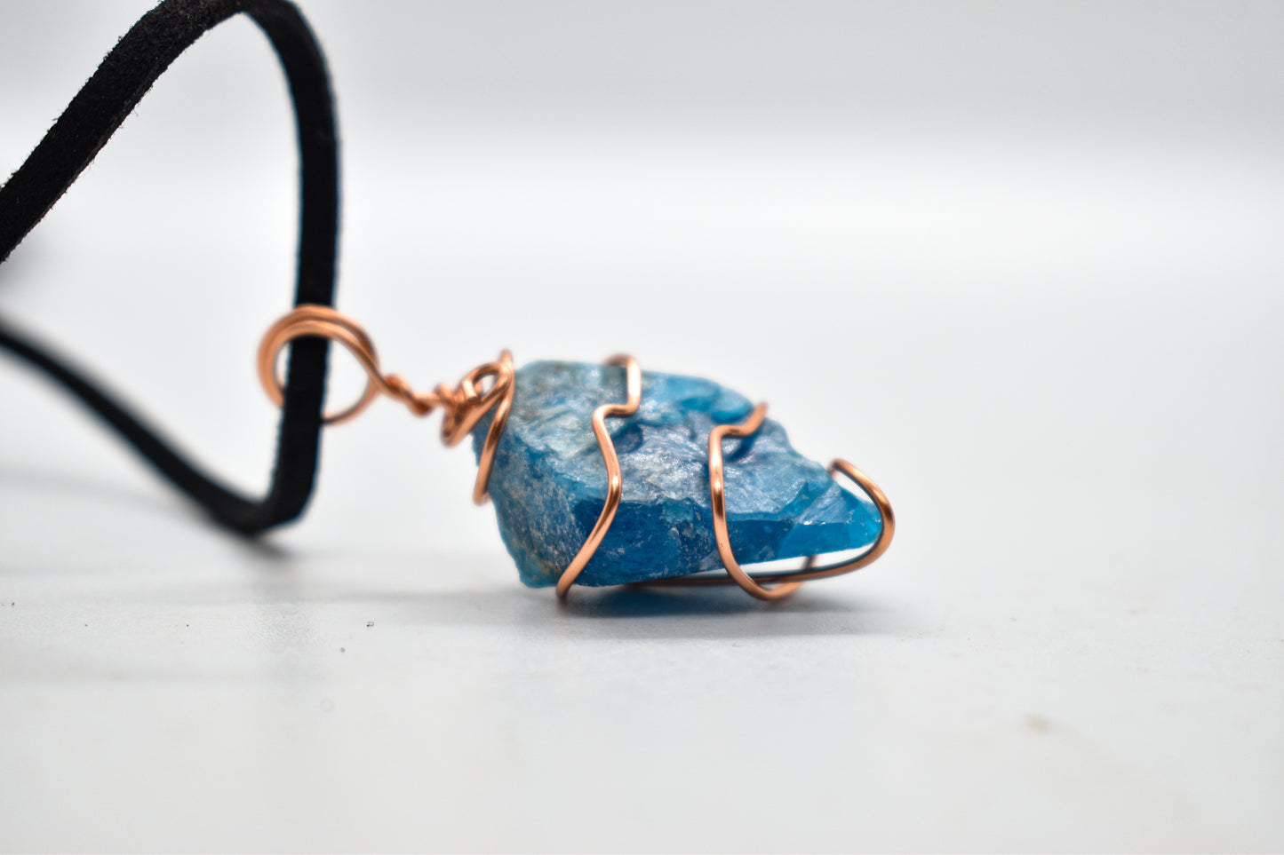 Copper Wrapped Blue Apatite Necklace