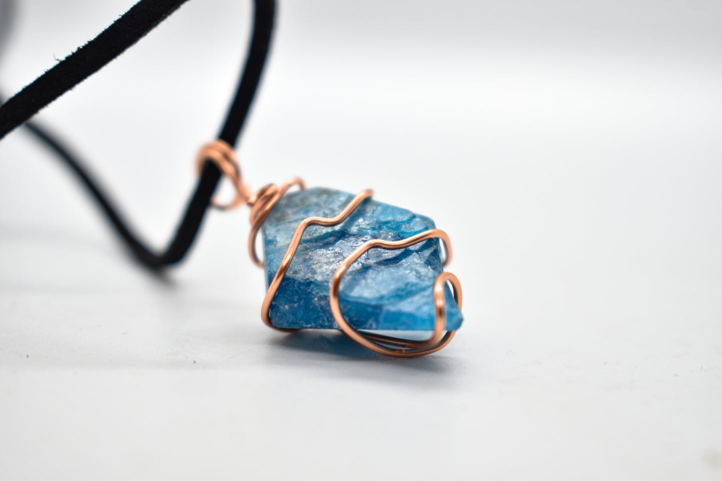 Copper Wrapped Blue Apatite Necklace