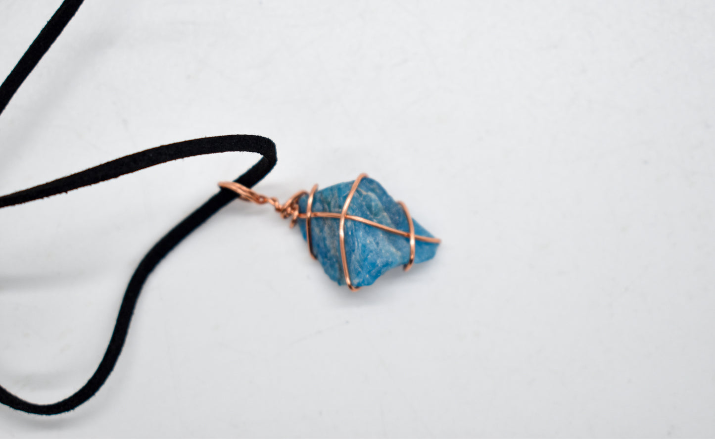 Copper Wrapped Blue Apatite Necklace