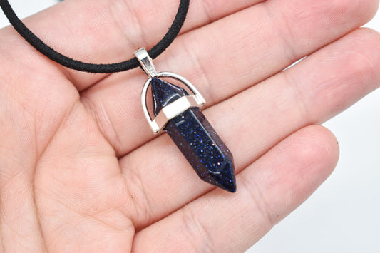 Blue Goldstone Point Necklace