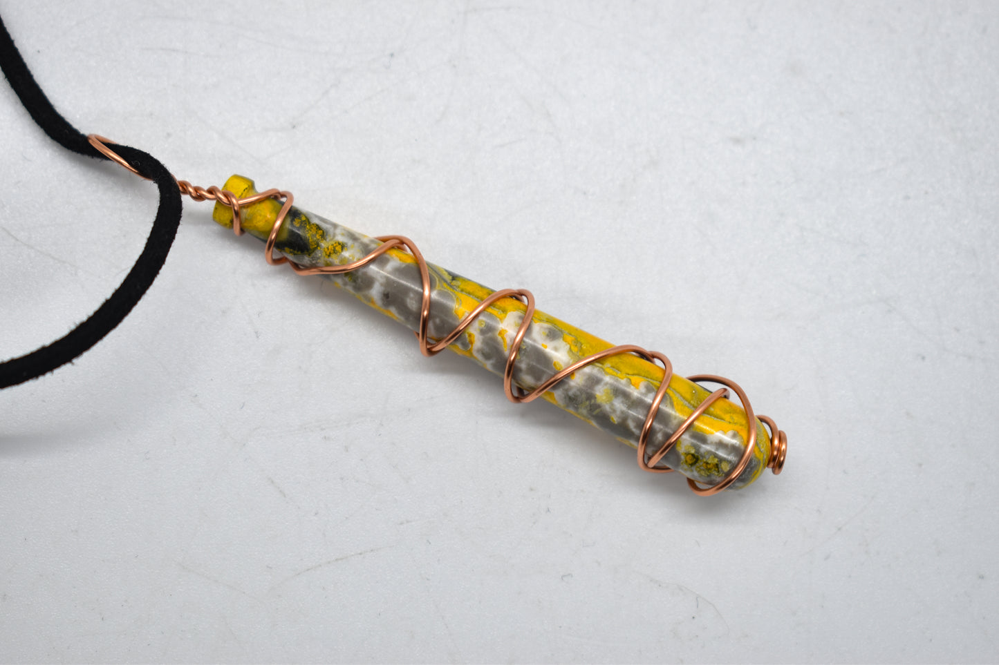 Copper Wrapped Bumble Bee Jasper Bat Necklace