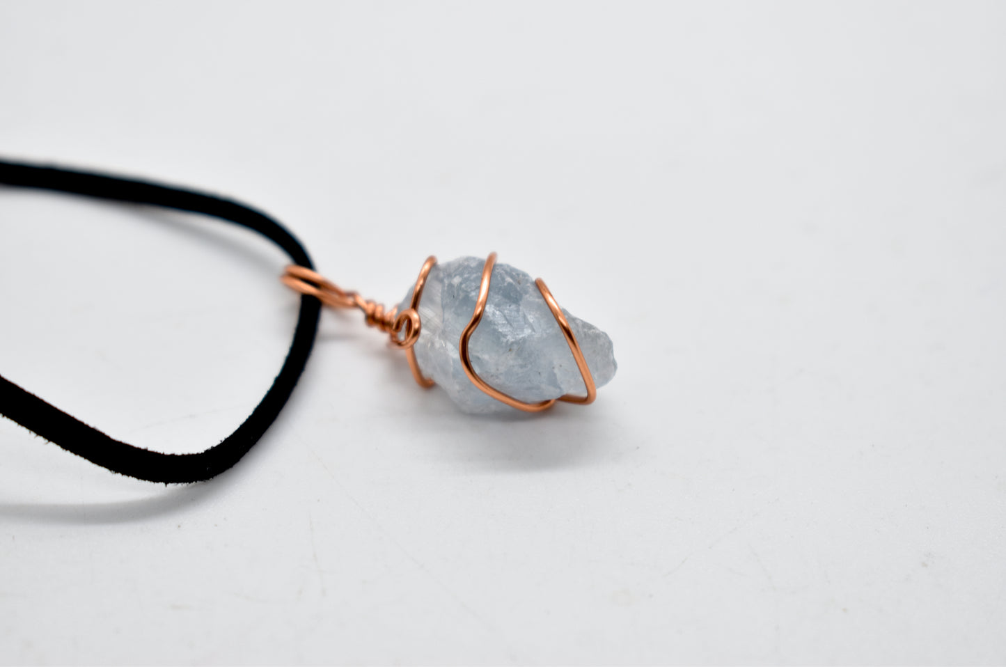 Copper Wrapped Mini Celestite Cluster Necklace