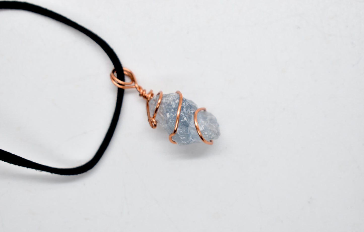 Copper Wrapped Mini Celestite Cluster Necklace