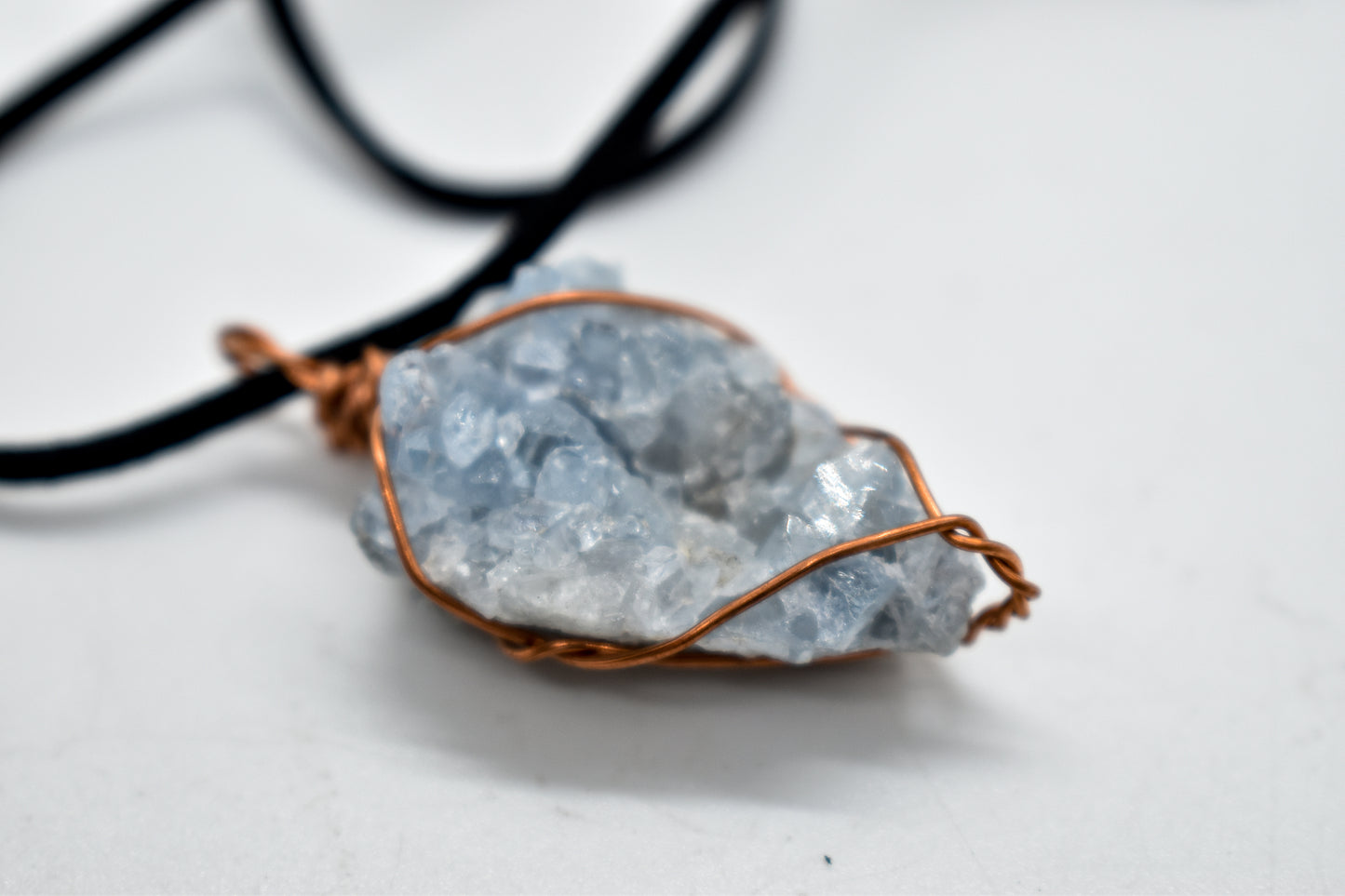 Copper Wrapped Celestite Cluster Necklace