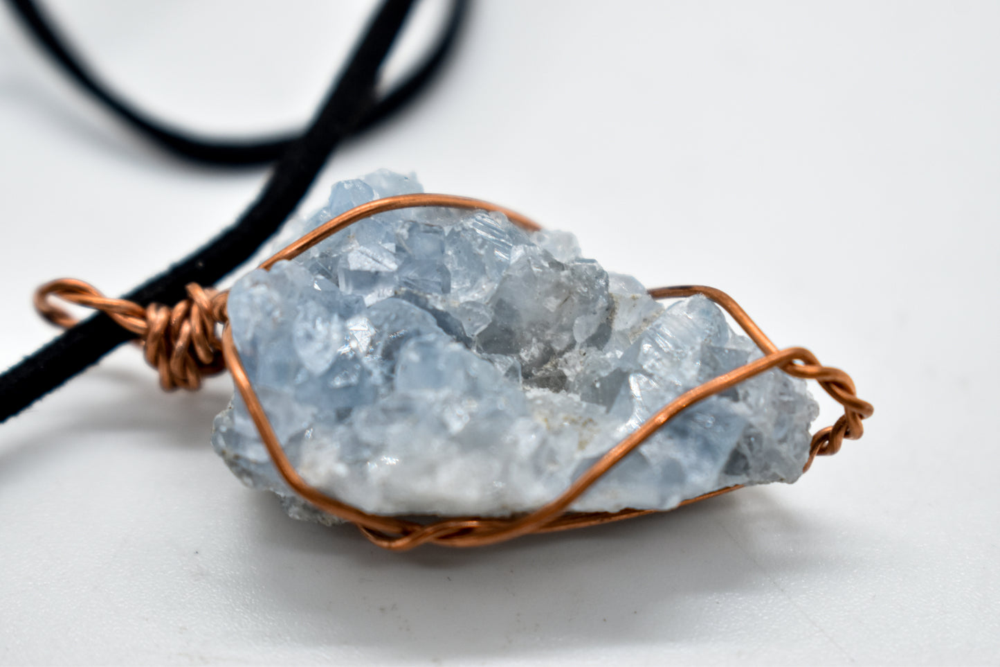 Copper Wrapped Celestite Cluster Necklace