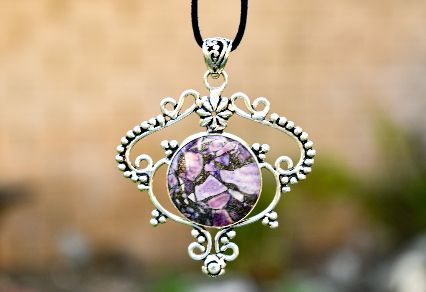 Charoite with Chalcopyrite Necklace