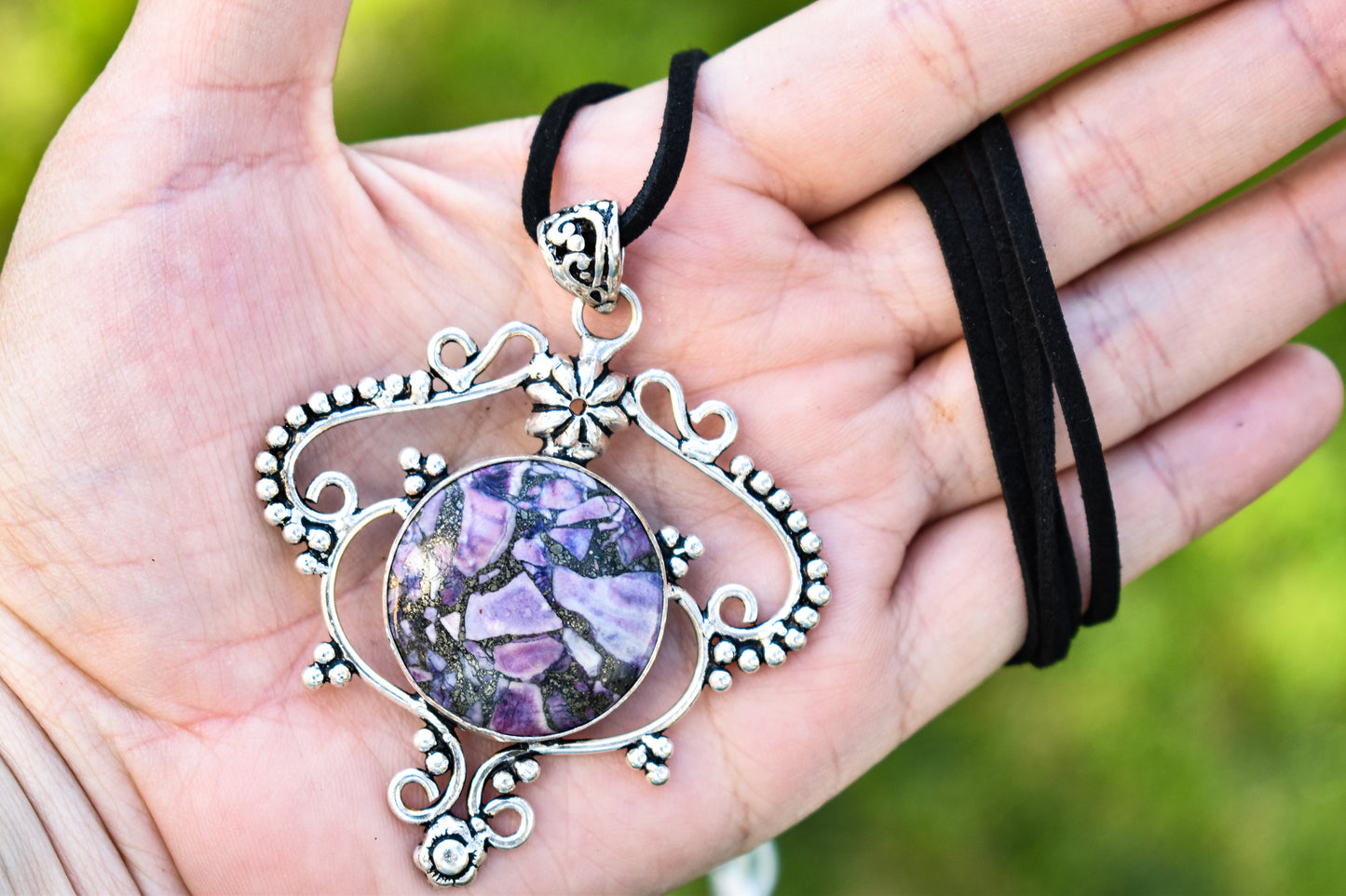 Charoite with Chalcopyrite Necklace