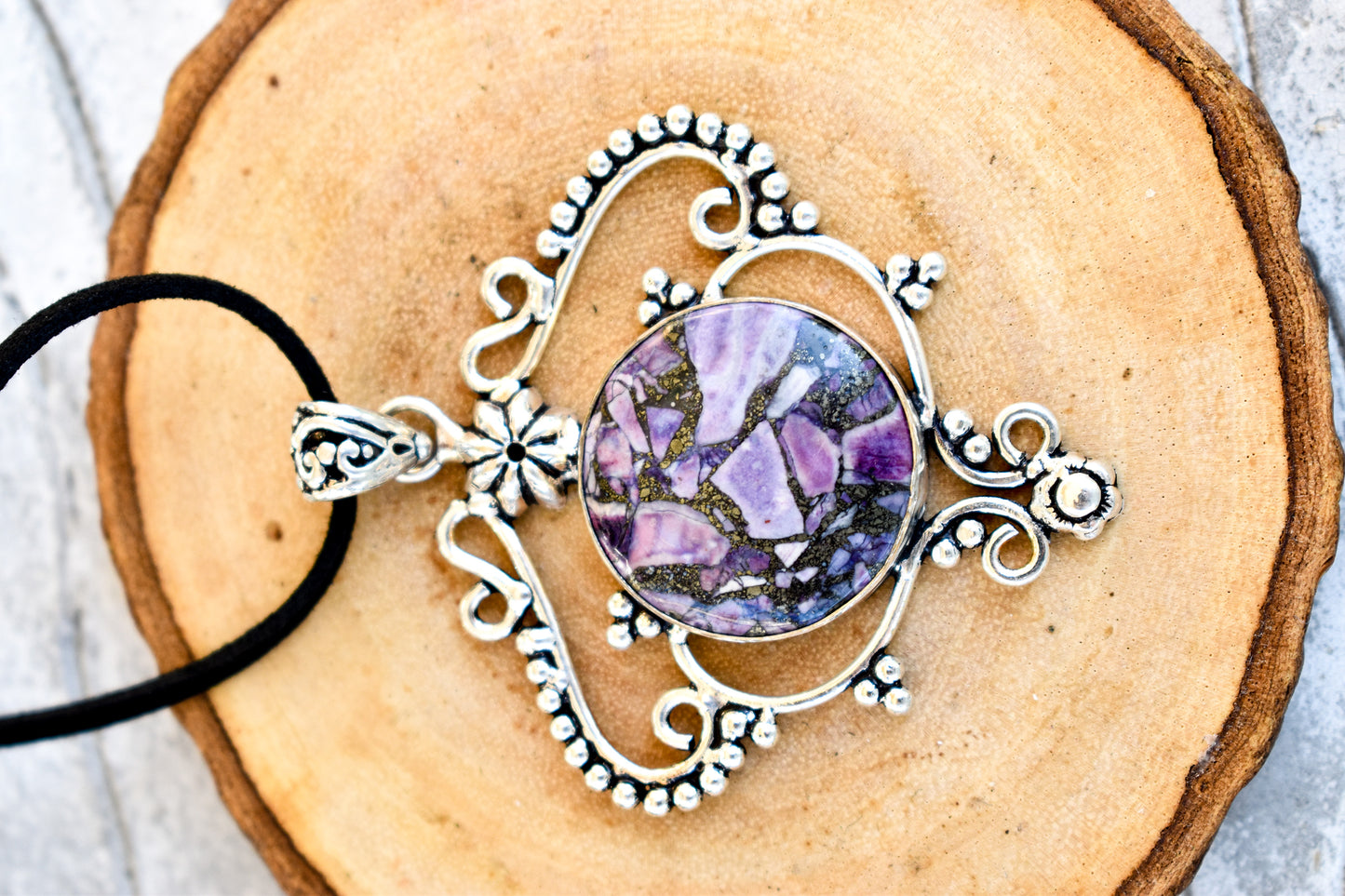 Charoite with Chalcopyrite Necklace