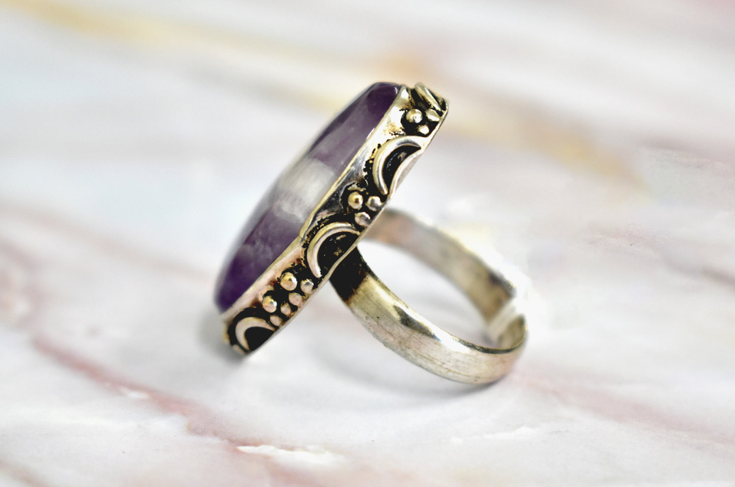 stones-of-transformation - Chevron Amethyst Ring (Size 9) - Stones of Transformation - 
