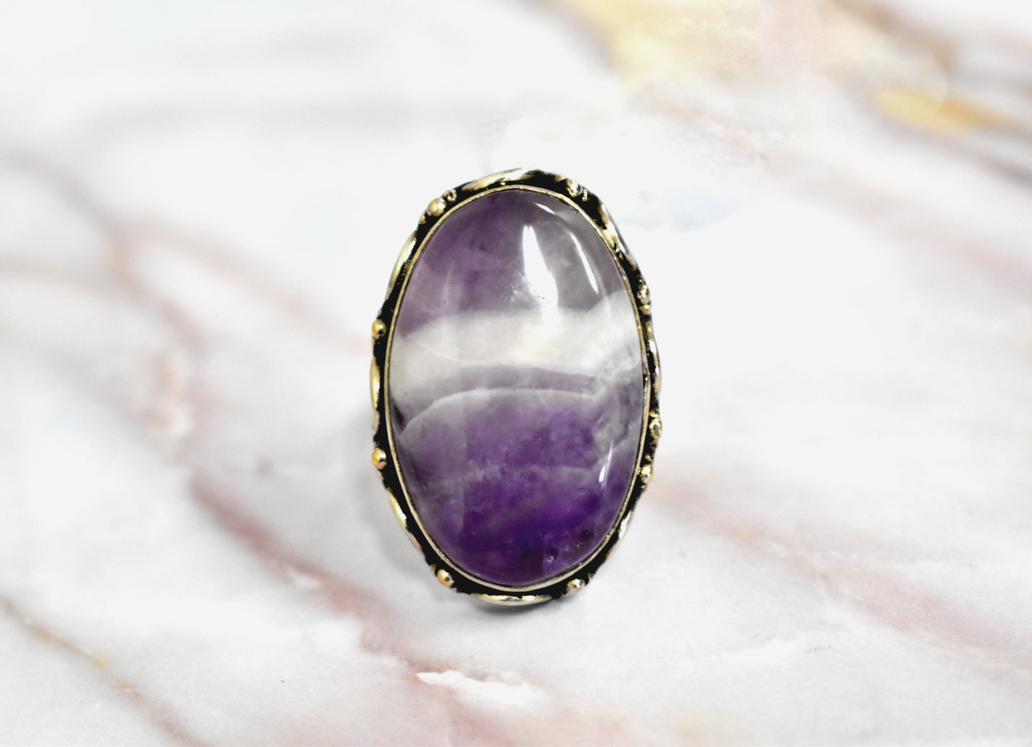 stones-of-transformation - Chevron Amethyst Ring (Size 9) - Stones of Transformation - 