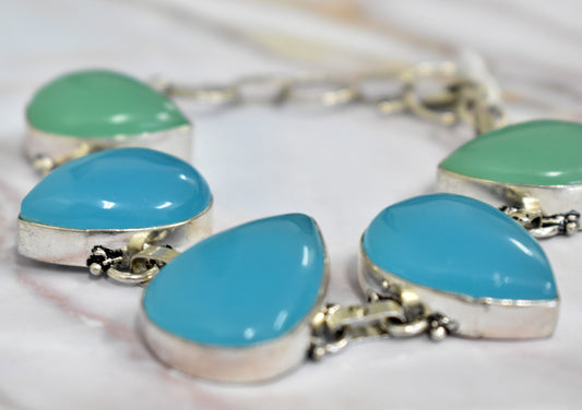 stones-of-transformation - Chalcedony and Chrysocolla Bracelet - Stones of Transformation - 