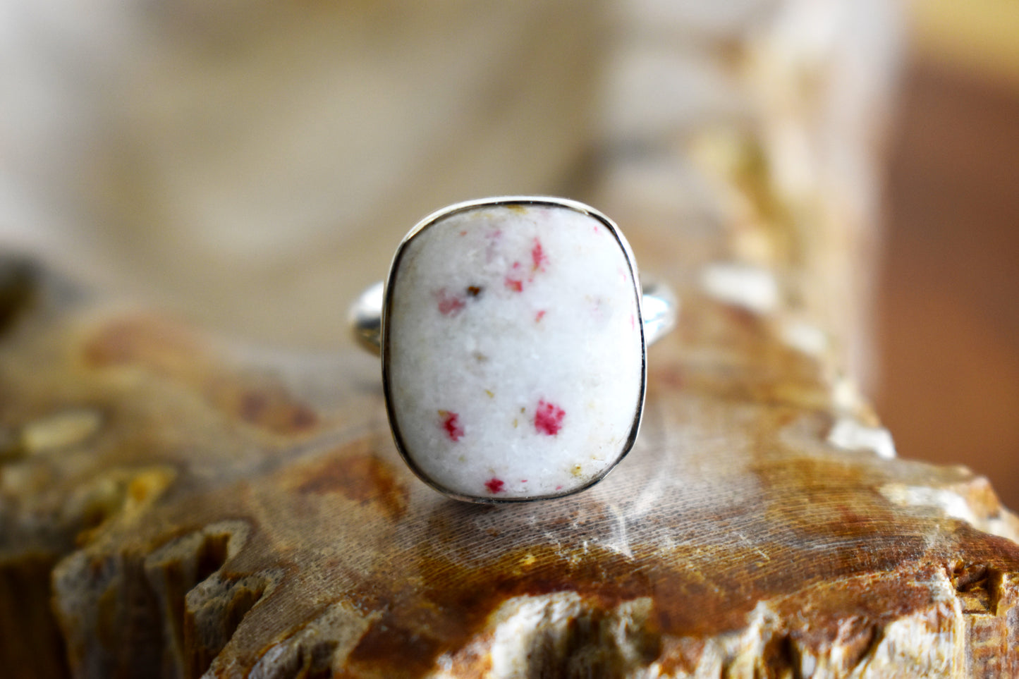 Cinnabar on Dolomite Ring (Size 7.5)