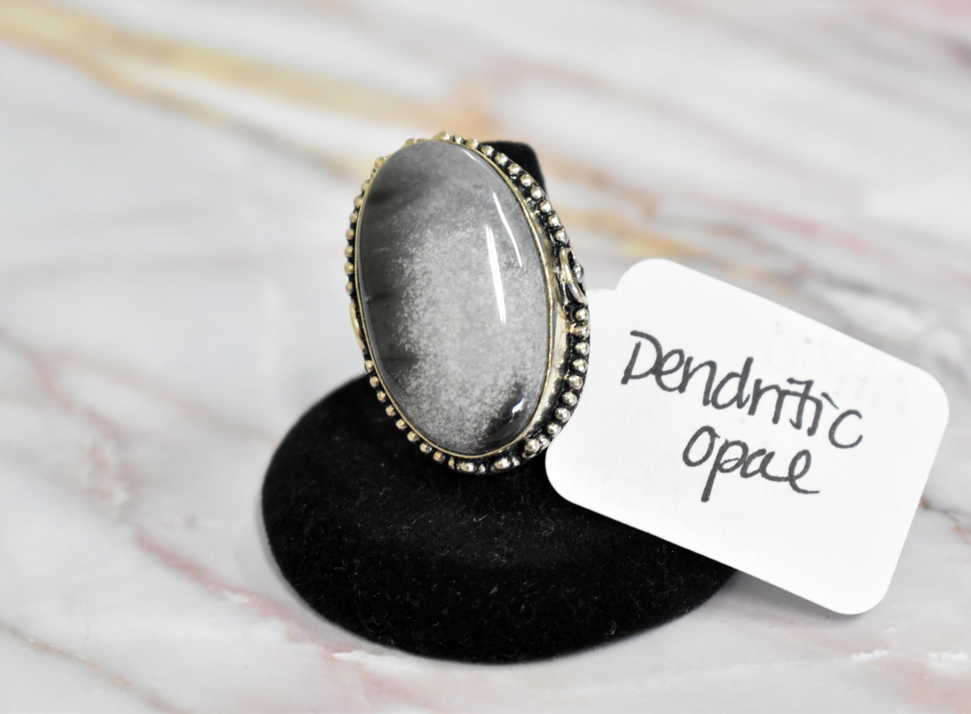 stones-of-transformation - Dendritic Opal Ring (Size 9) - Stones of Transformation - 