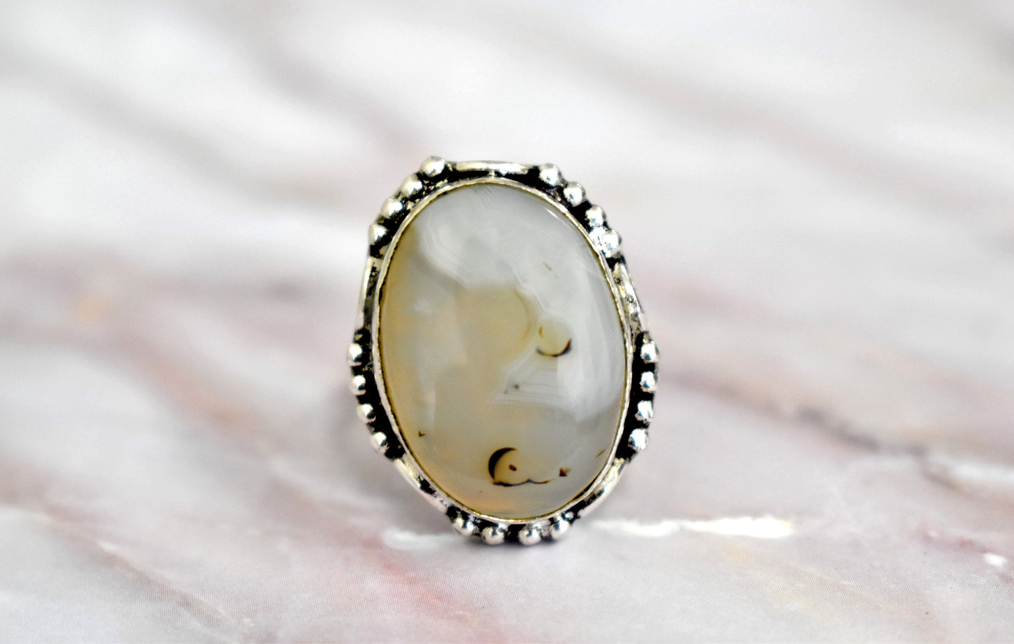 Dendritic Opal Agate Ring (Size 7.5)