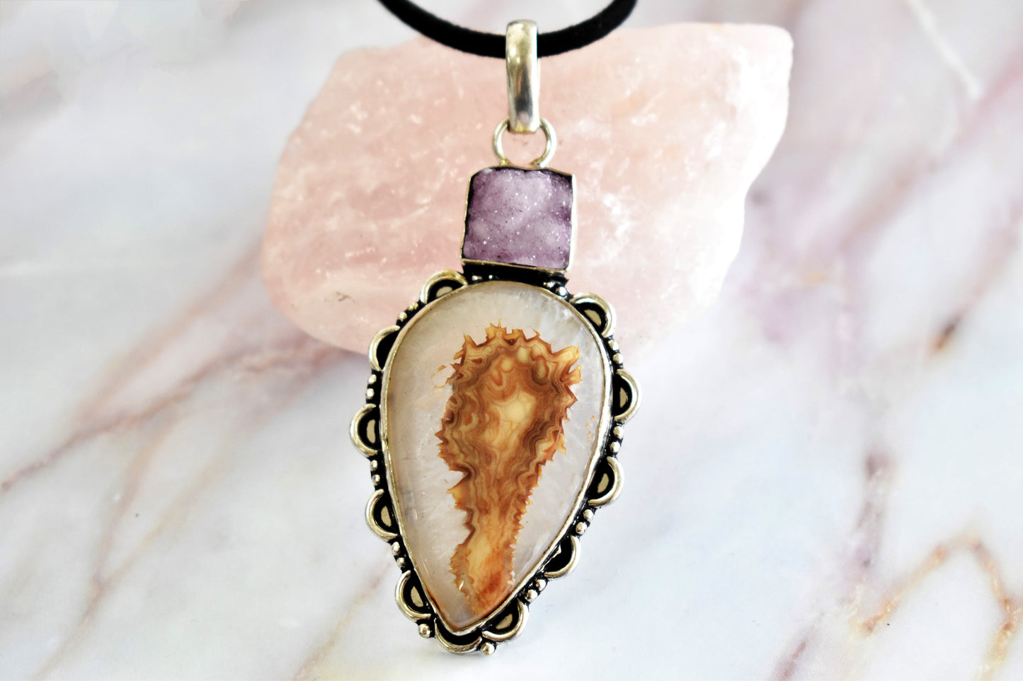 Druzy and Picture Jasper Necklace