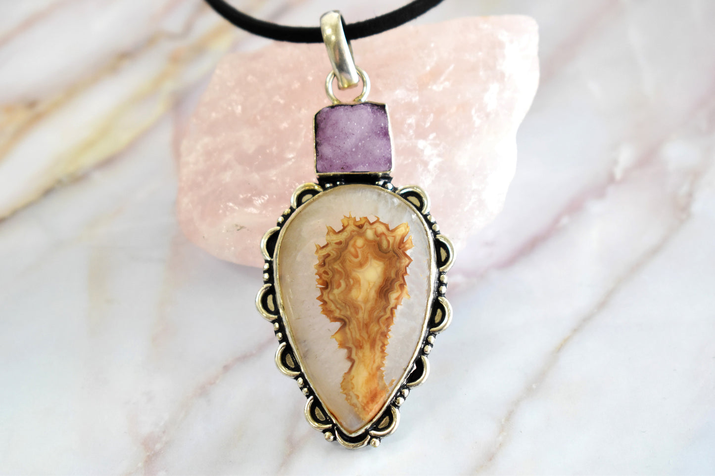 Druzy and Picture Jasper Necklace