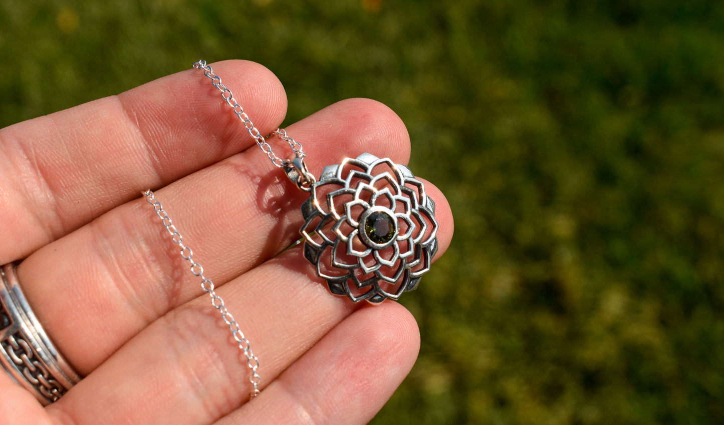 Moldavite Flower Necklace