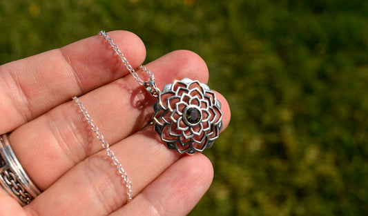 Moldavite Flower Necklace