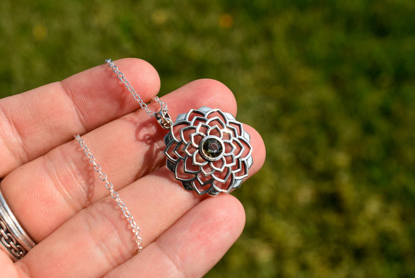 Moldavite Flower Necklace