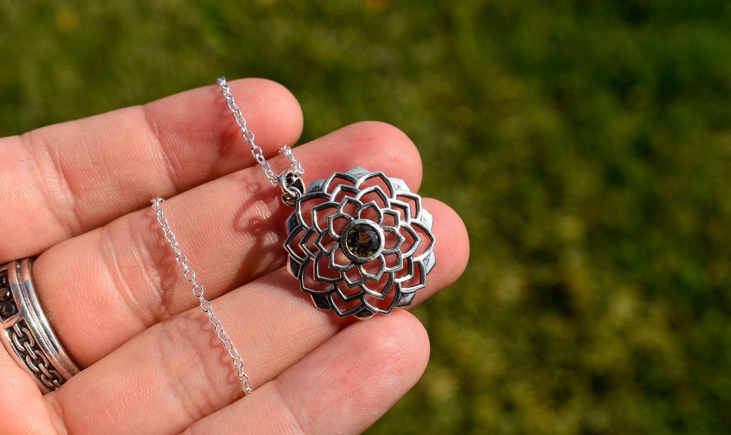 Moldavite Flower Necklace