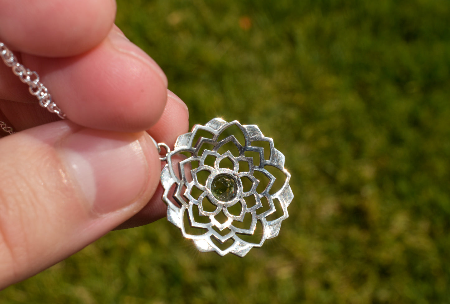 Moldavite Flower Necklace