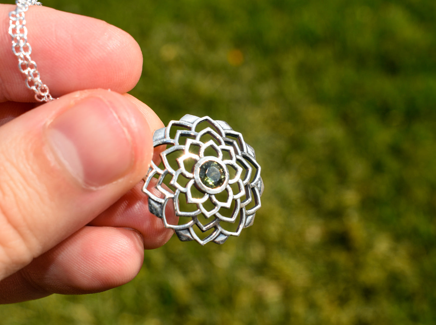 Moldavite Flower Necklace