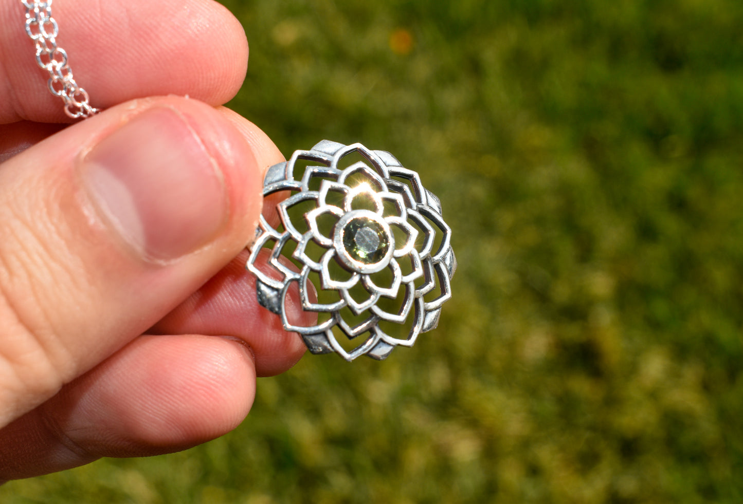 Moldavite Flower Necklace