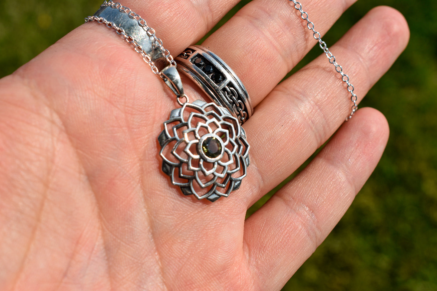 Moldavite Flower Necklace