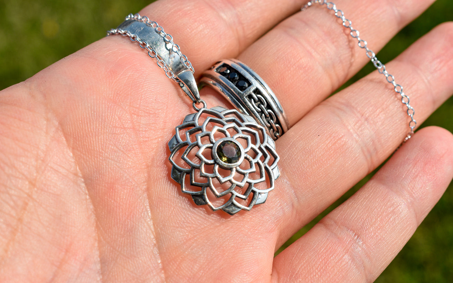 Moldavite Flower Necklace