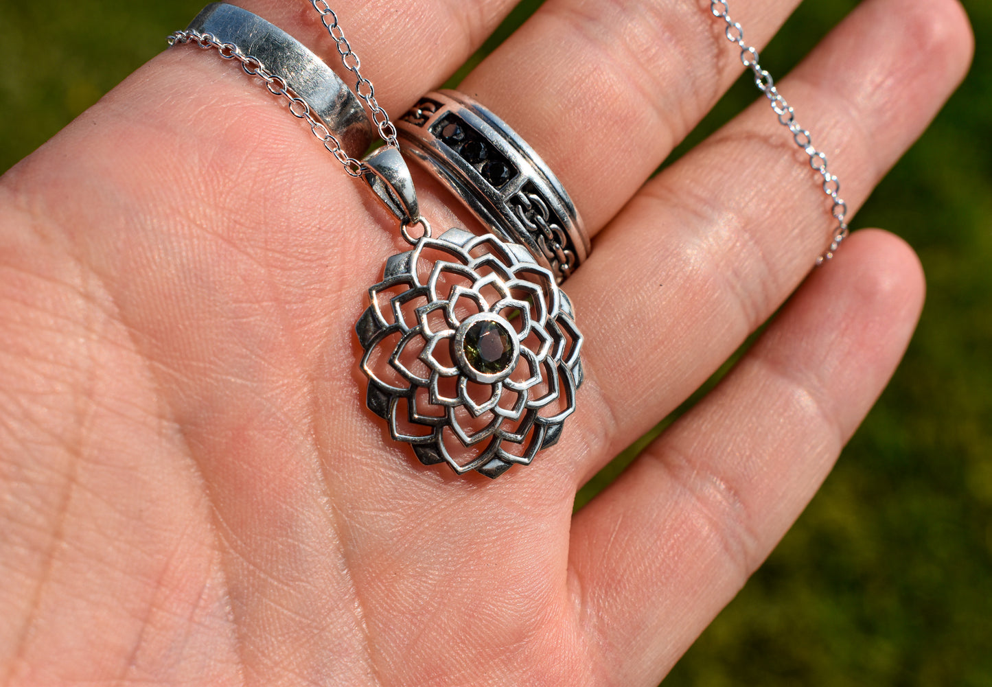 Moldavite Flower Necklace