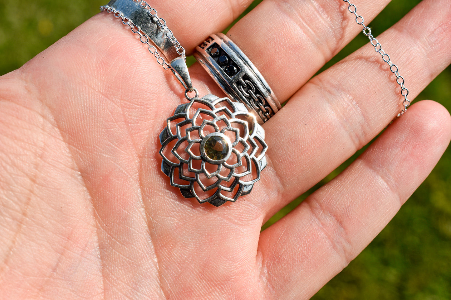 Moldavite Flower Necklace