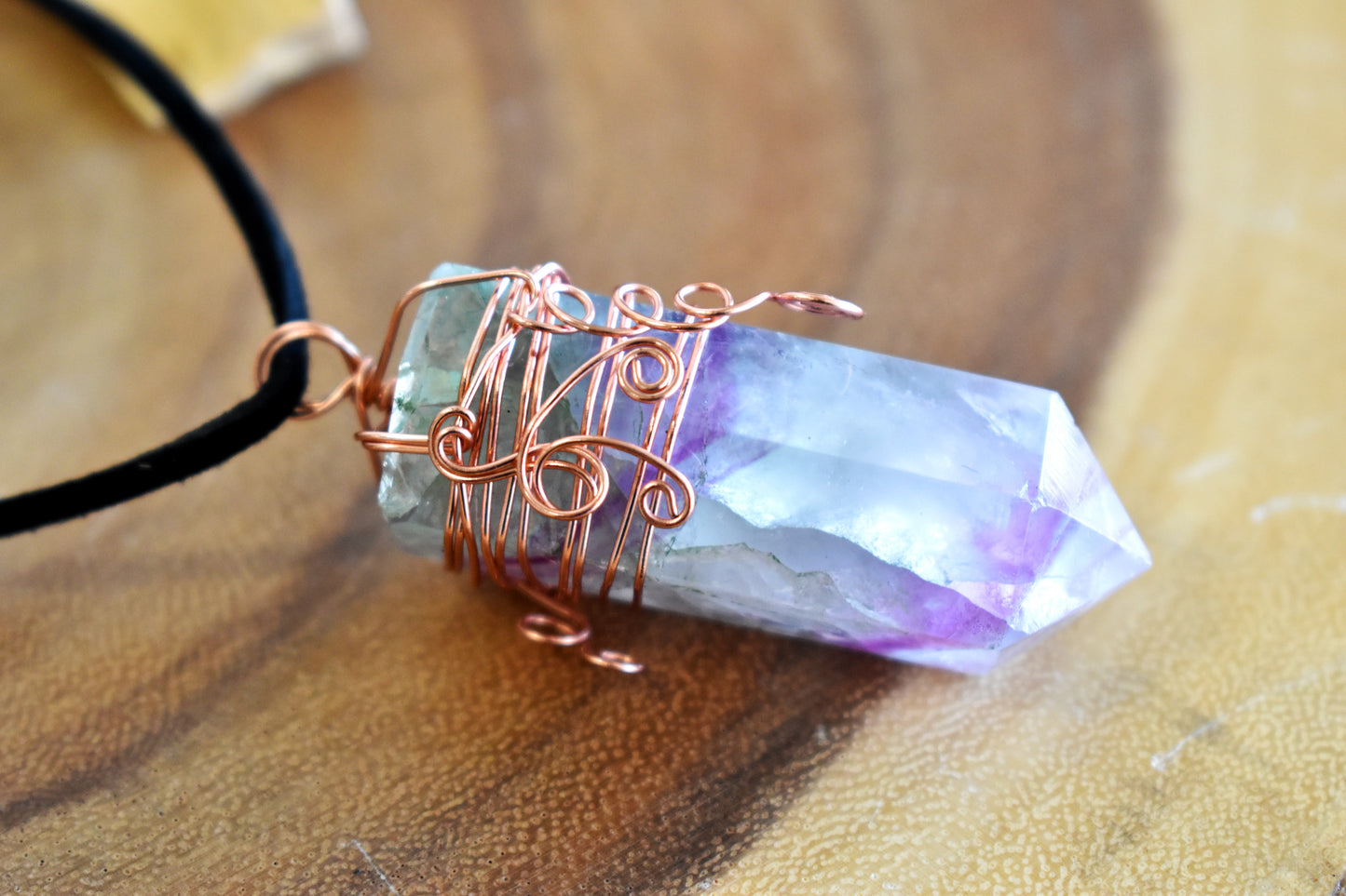 Copper Wrapped Fluorite Pendant