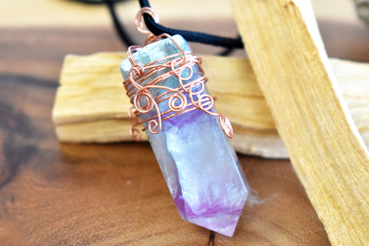 Copper Wrapped Fluorite Pendant