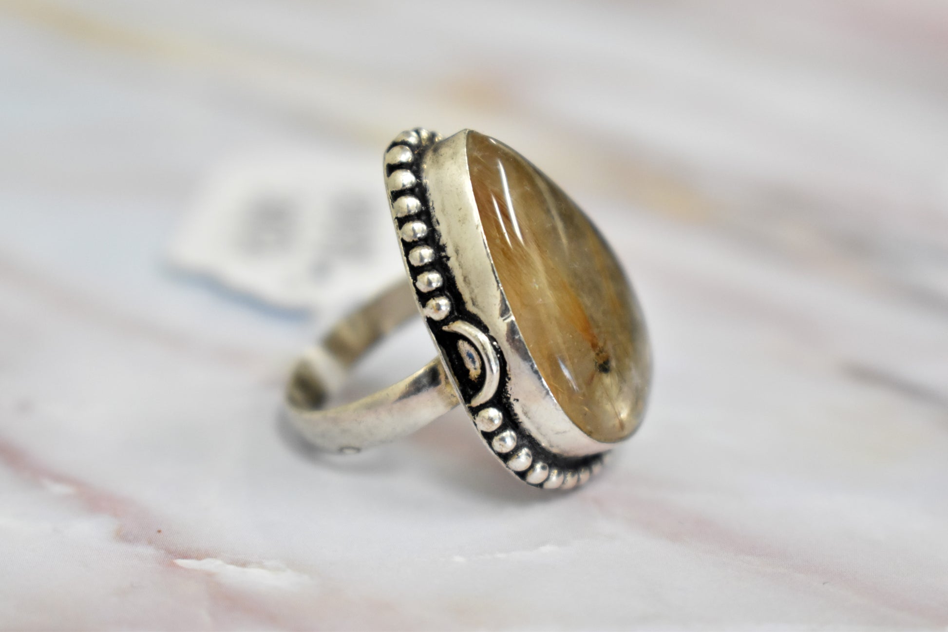 stones-of-transformation - Golden Rutilated Quartz Ring (Size 8.5) - Stones of Transformation - 