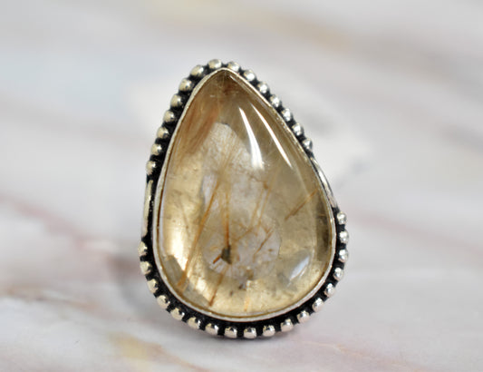 stones-of-transformation - Golden Rutilated Quartz Ring (Size 8.5) - Stones of Transformation - 