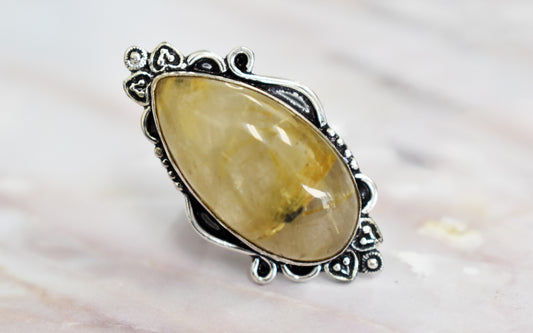 stones-of-transformation - Golden Rutilated Quartz Ring (Size 9) - Stones of Transformation - 