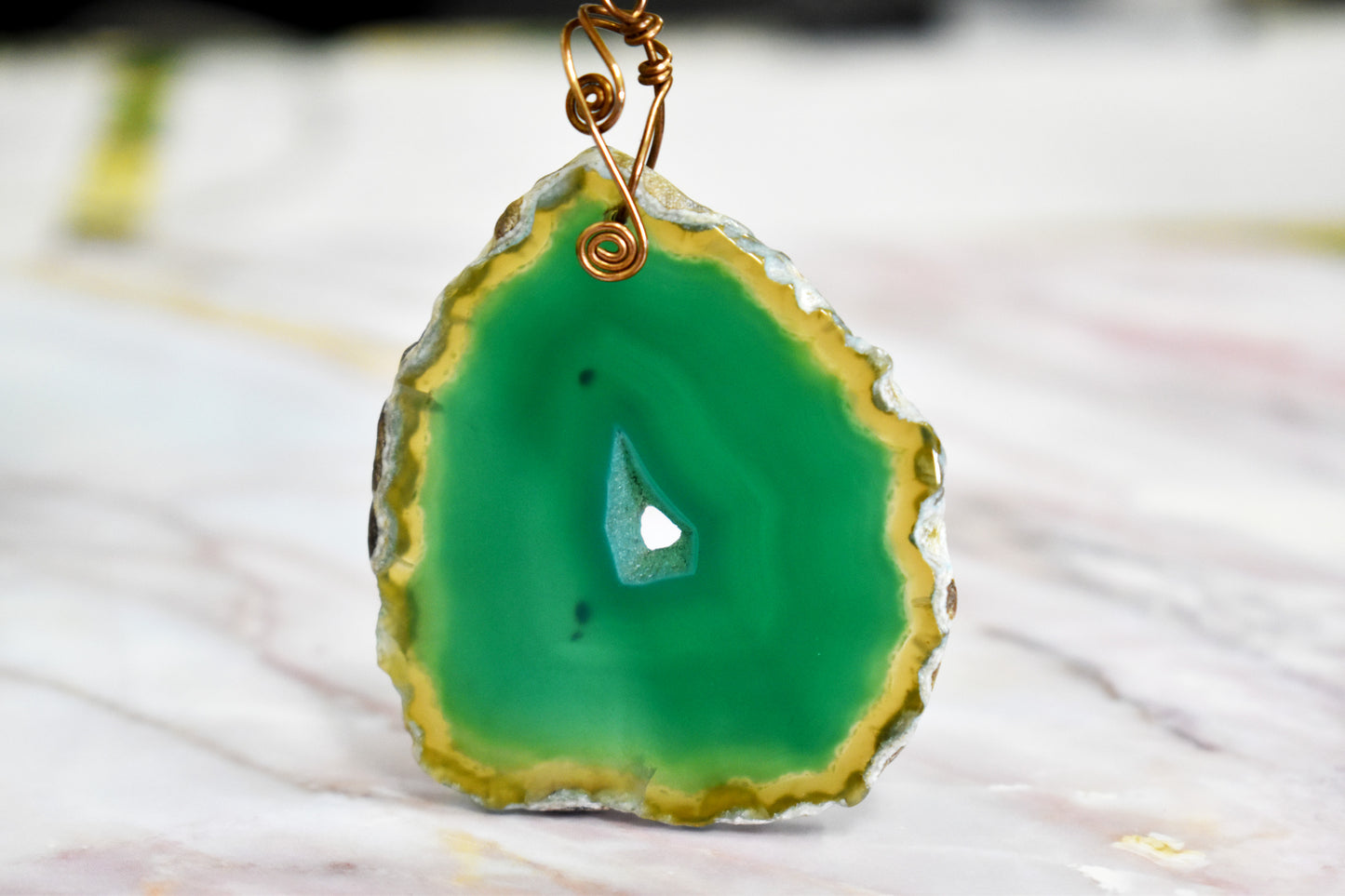 Green Agate Slice Necklace