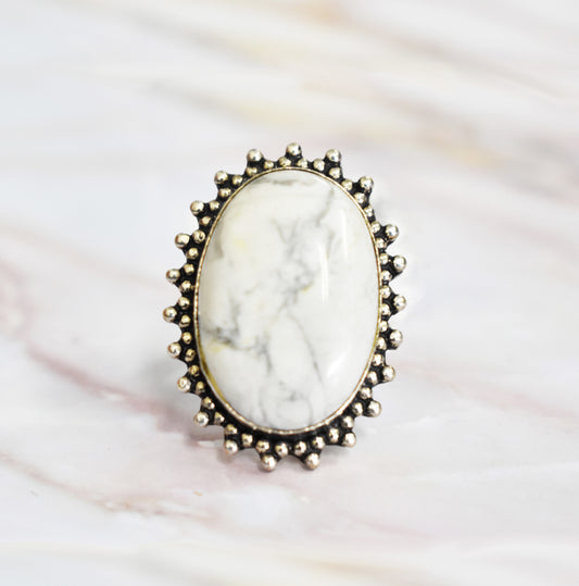 stones-of-transformation - Howlite Ring (Size 9.5) - Stones of Transformation -