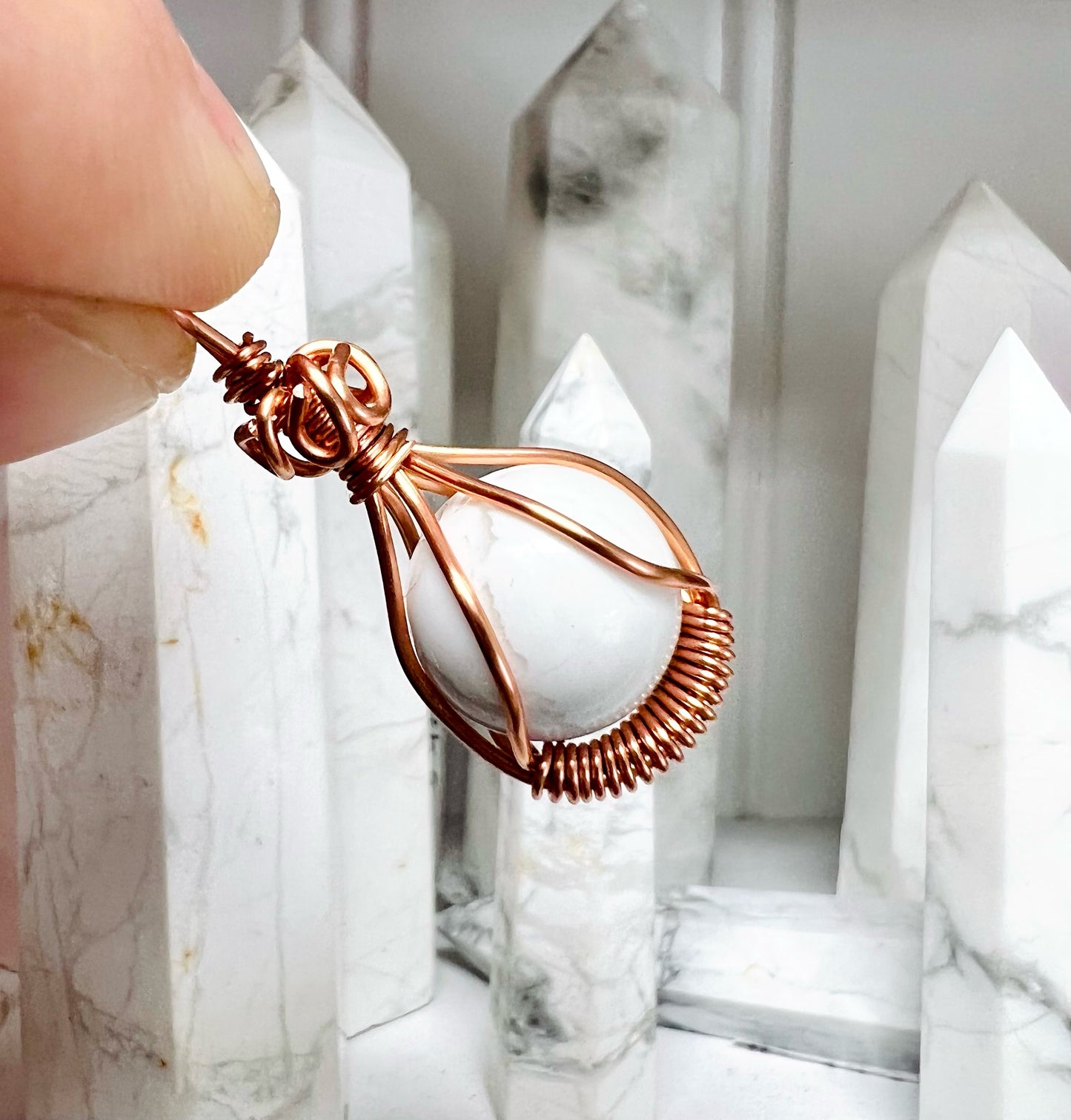 Copper Wrapped Howlite Bead Necklace