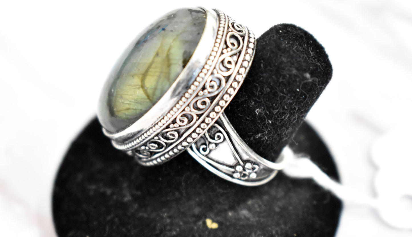 stones-of-transformation - Labradorite Ring (Size 8) - Stones of Transformation - 