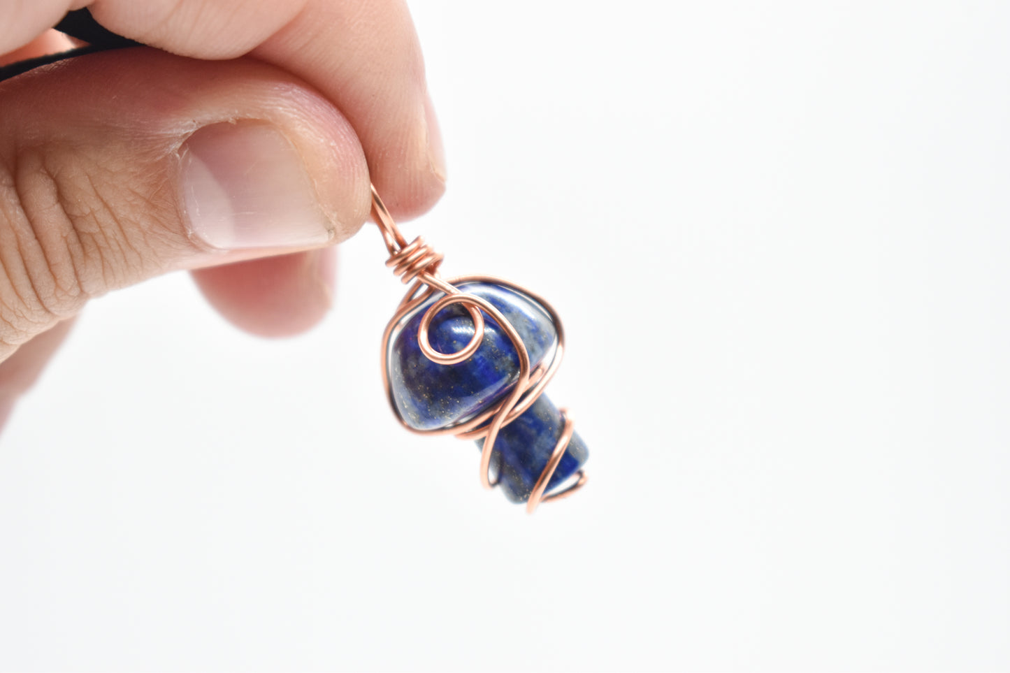 Copper Wrapped Lapis Lazuli Mushroom Necklace