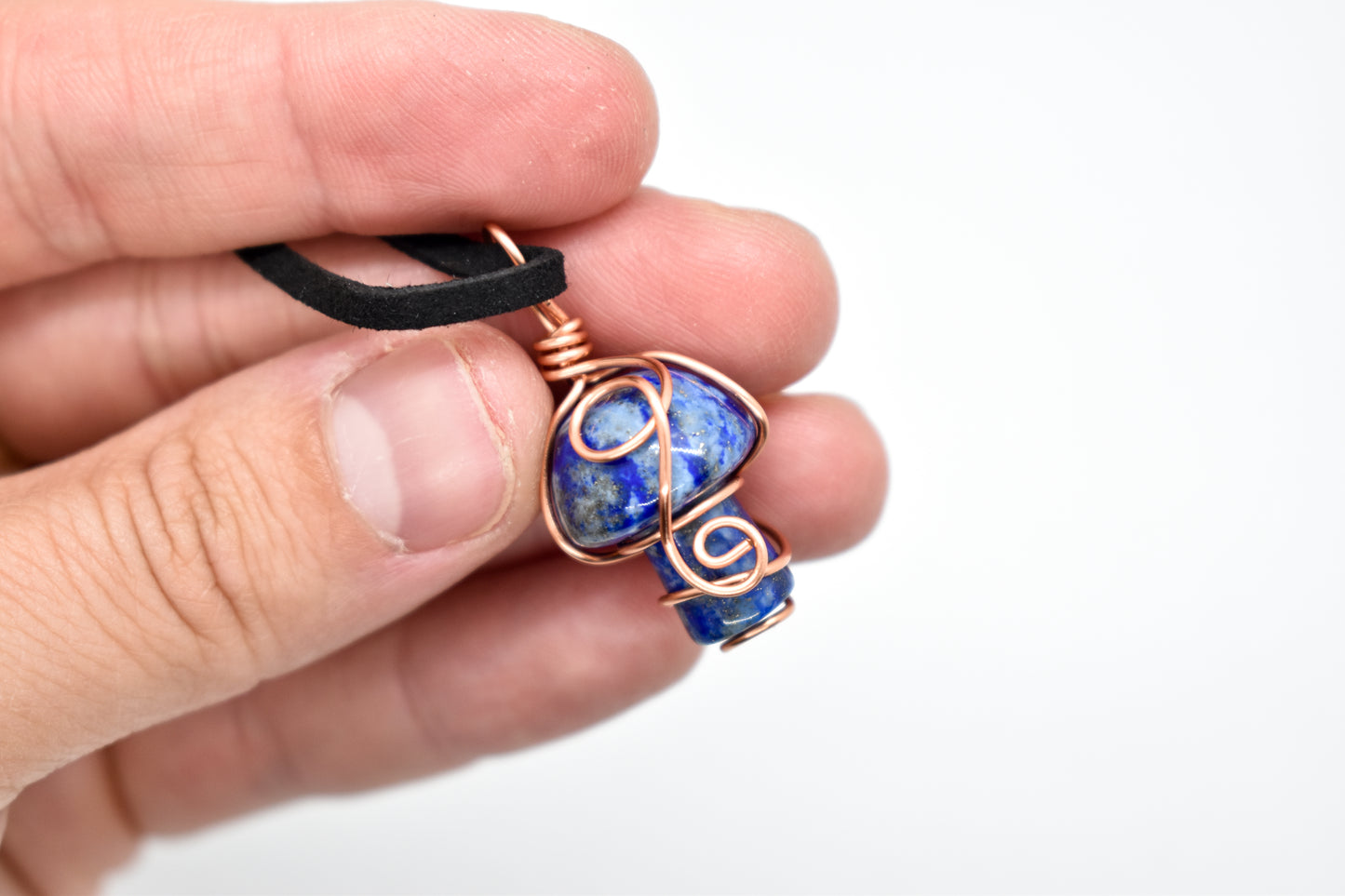 Copper Wrapped Lapis Lazuli Mushroom Necklace