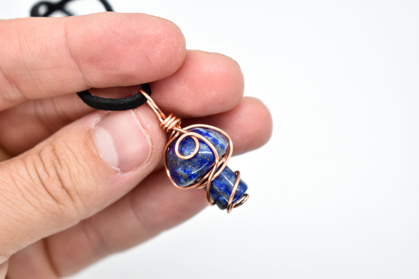 Copper Wrapped Lapis Lazuli Mushroom Necklace