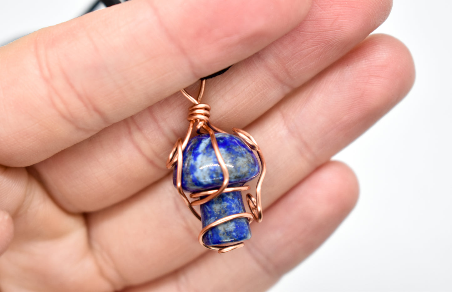 Copper Wrapped Lapis Lazuli Mushroom Necklace