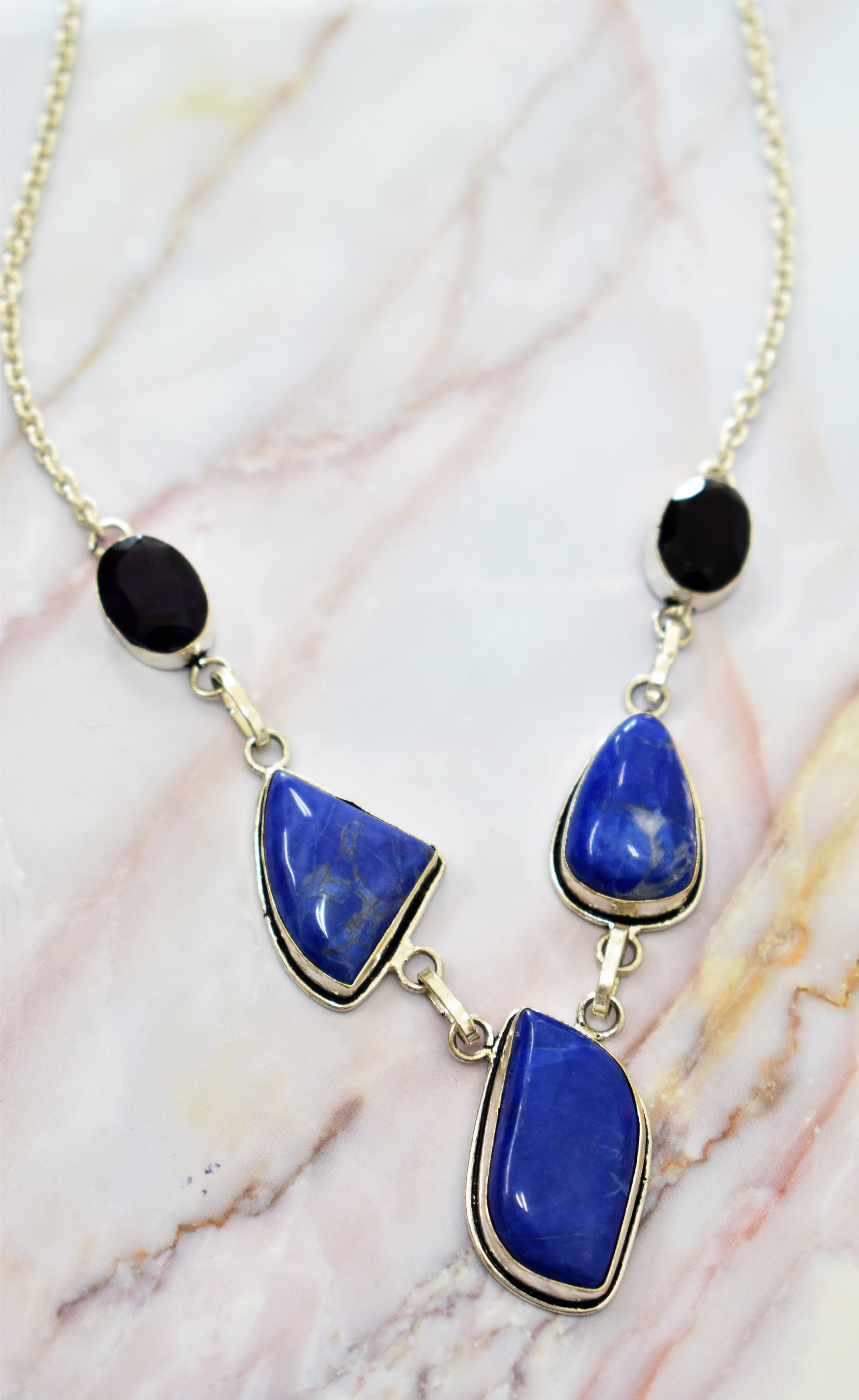 stones-of-transformation - Lapis Lazuli and Amethyst Necklace - Stones of Transformation - 