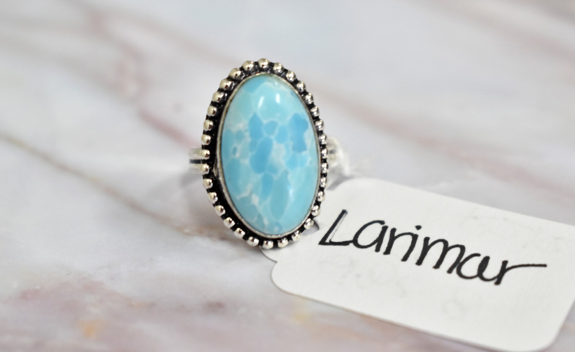 stones-of-transformation - Larimar Ring (Size 8) - Stones of Transformation - 